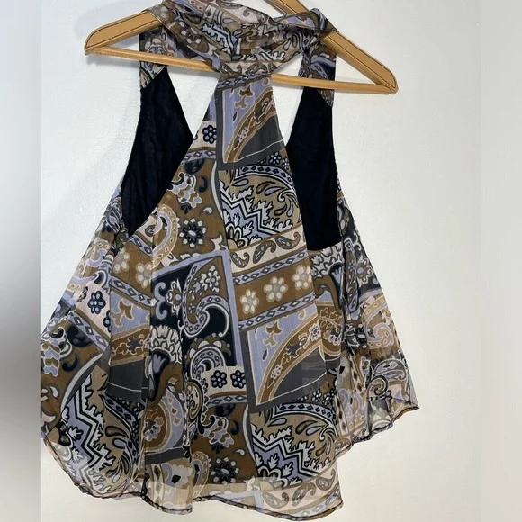 Free People Dark Combo Paisley Print Lightweight Swing Tank Top Sz Medium - Picture 4 of 6